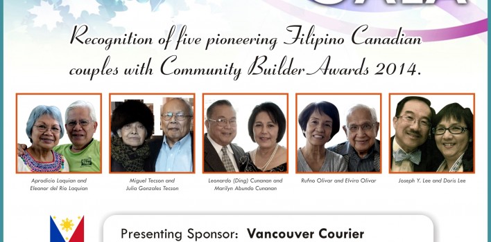 Recognition of five pioneering Filipino Canadian couples with Community Builder Awards 2014