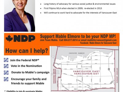 MABLE FOR VANCOUVER-EAST CAMPAIGN