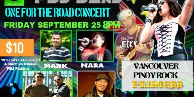 "One For The Road Concert" featuring the PBJ BAND at R's Bar September 25