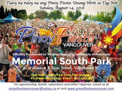 Pinoy Fiesta 2016 Sunday, August 14